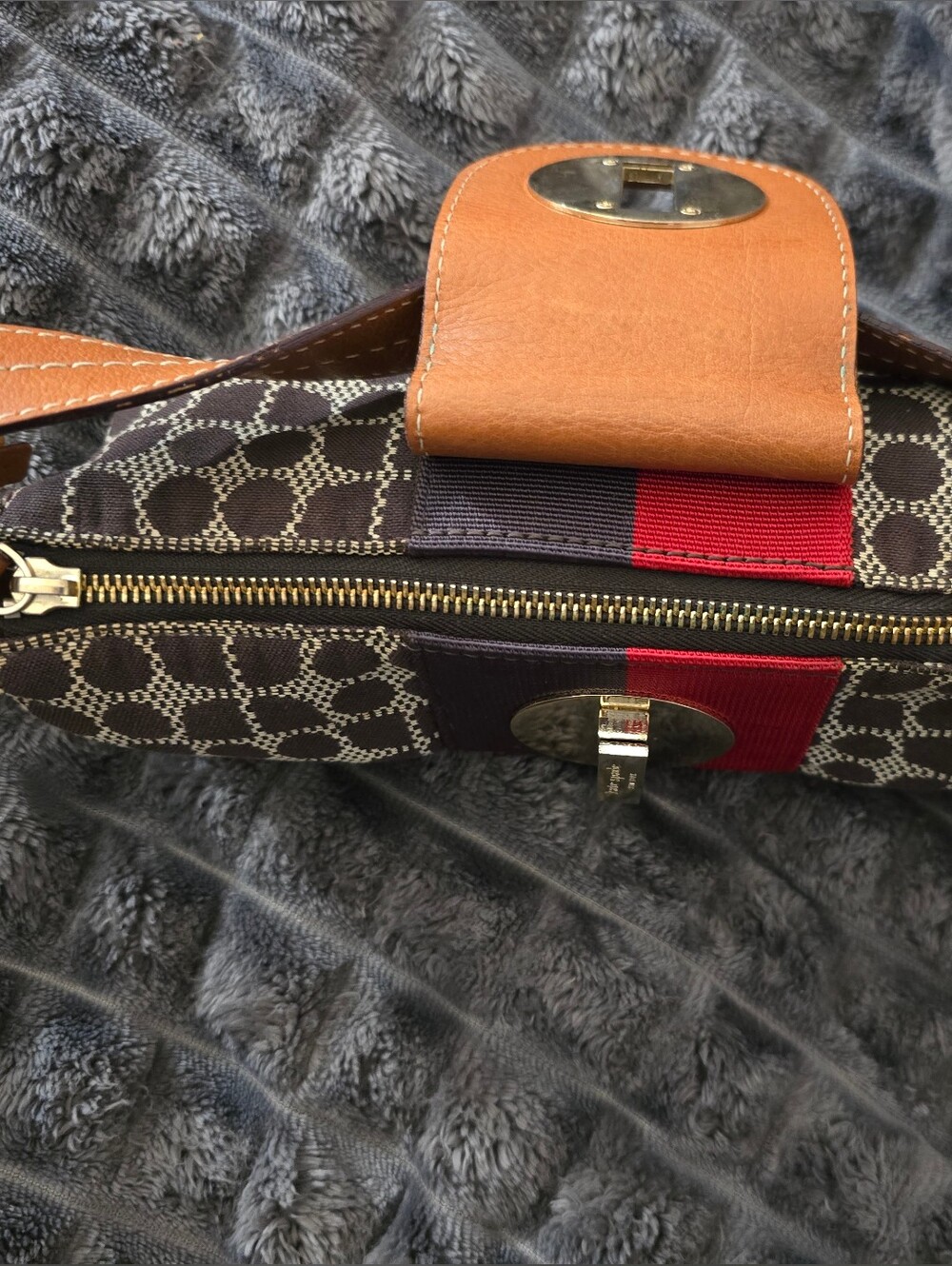 Kate Spade Vintage Small Dual Strips Canvas Signature Logo Shoulder Bag. EUC - Picture 9 of 15